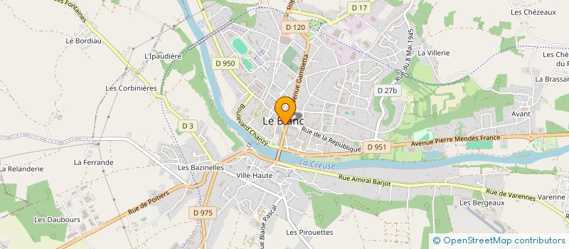 localisation de l'entreprise HEBRAS TRAVAUX HABITAT à LE BLANC