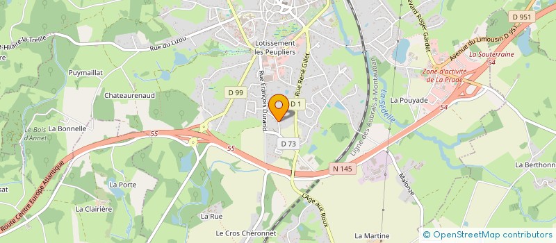 localisation de l'entreprise HESTIA à LA SOUTERRAINE