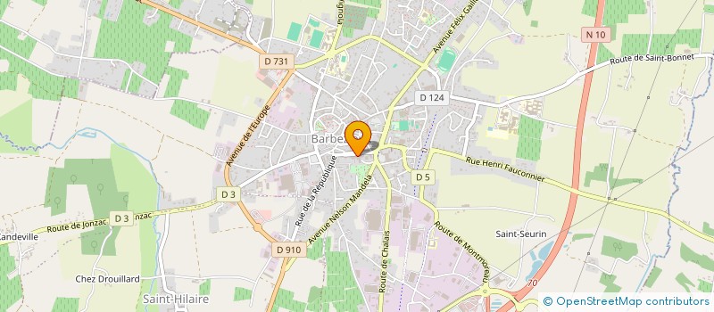 localisation de l'entreprise HOTEL BOULE OR ET COMMERCE  BARBEZIEUX-SAINT-HILAIRE