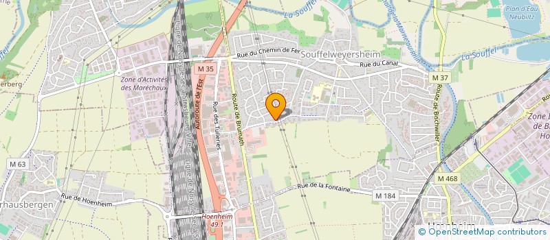 localisation de l'entreprise HURAZE  SOUFFELWEYERSHEIM