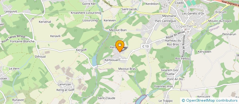 localisation de l'entreprise HYG à LOPERHET