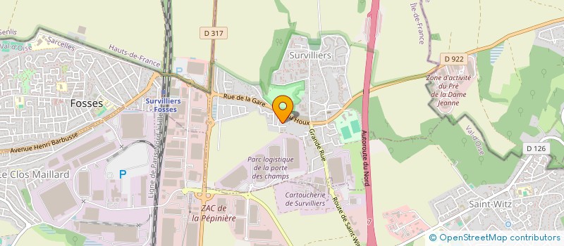 localisation de l'entreprise ICP LOGISTIQUE à SURVILLIERS