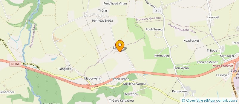 localisation de l'entreprise INDIV RIVOAL EMILE YVONNE KERVRAN LOUIS à CHATEAUNEUF DU FAOU