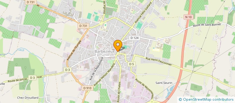 localisation de l'entreprise J.B.M à BARBEZIEUX-SAINT-HILAIRE