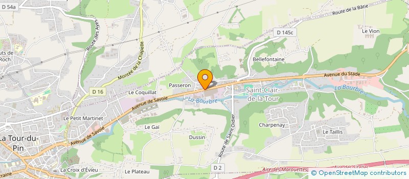 localisation de l'entreprise J.M.A.  SAINT-CLAIR-DE-LA-TOUR