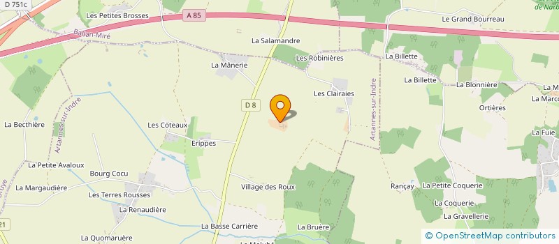 localisation de l'entreprise J.P.B. à ARTANNES-SUR-INDRE