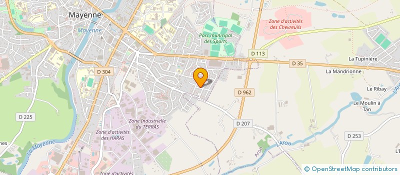 localisation de l'entreprise JAM.  MAYENNE