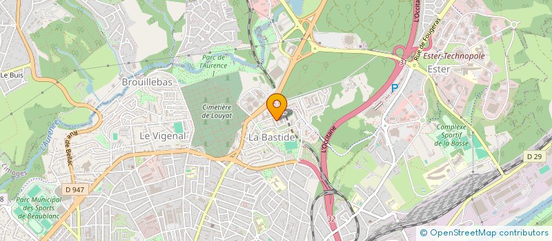 localisation de l'entreprise JARDINS FAMILIAUX DE LA BASTIDE  LIMOGES