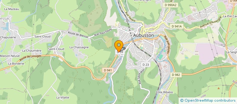 localisation de l'entreprise JAROS à AUBUSSON