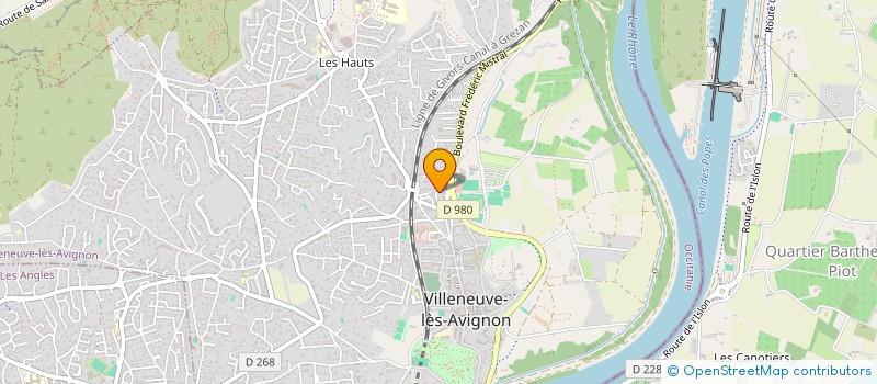 localisation de l'entreprise JUSTHIN' ASSUR.  VILLENEUVE-LES-AVIGNON