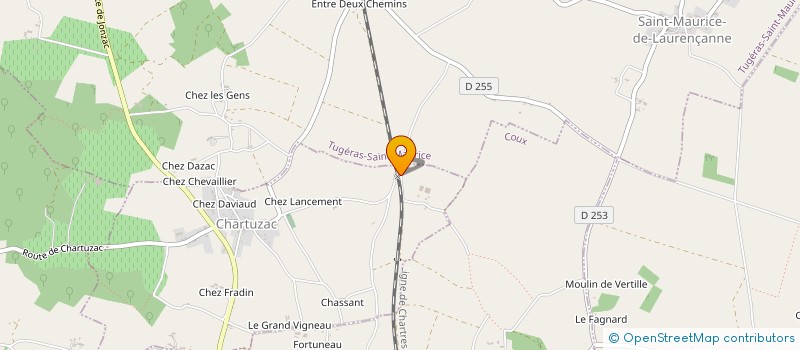 localisation de l'entreprise JUSTINE PEINTURE  CHARTUZAC