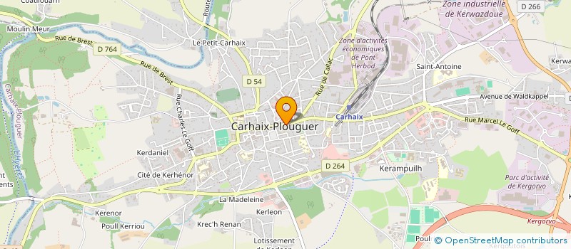 localisation de l'entreprise KREIZ BREIZH ELITES (CENTRE BRETAGNE ELITES)  CARHAIX-PLOUGUER