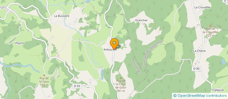 localisation de l'entreprise L'ARBRE à POUSSANGES