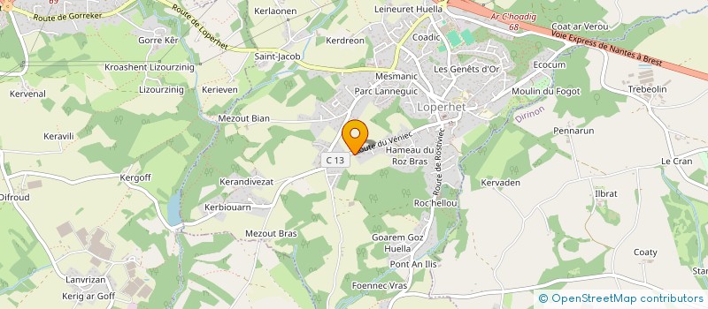 localisation de l'entreprise L'OREE DU BOIS  LOPERHET