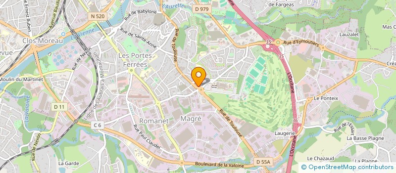 localisation de l'entreprise L.Y.B. à LIMOGES