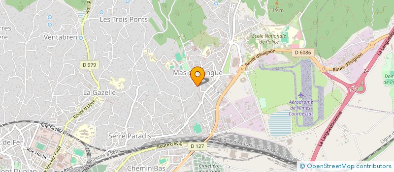 localisation de l'entreprise LA BOULE D'OR. AMICALE BOULISTE H.L.M. LE CHAMBONNET.  NIMES