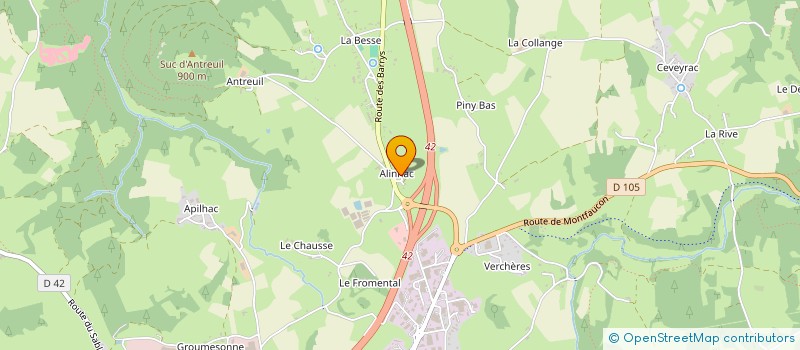 localisation de l'entreprise LA CROISEE DES 3 VILLAGES : ALINHAC JAMON LE PINY-BAS  YSSINGEAUX