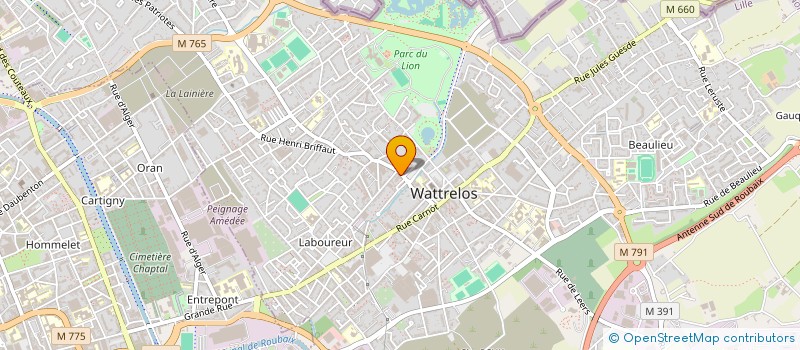 localisation de l'entreprise LA CROUSTADINE  WATTRELOS