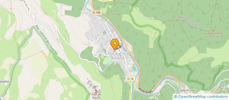 localisation de l'entreprise LA LUCARNE, ECRITURE ET  VIDEO EN CEVENNES  FLORAC TROIS RIVIERES