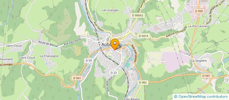 localisation de l'entreprise LA MANUFACTURE SAINT-JEAN à AUBUSSON
