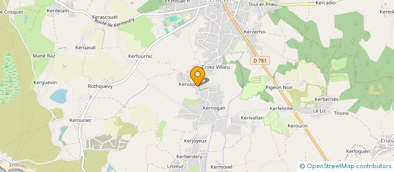 localisation de l'entreprise LA METAIRIE DE KERVAZIC  ERDEVEN