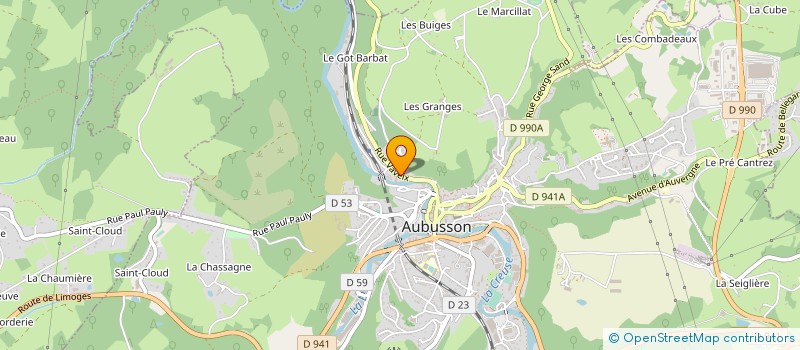 localisation de l'entreprise LA PASSERELLE à AUBUSSON