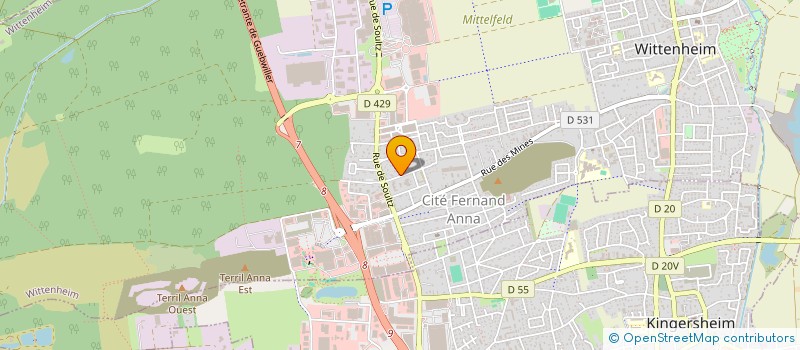 localisation de l'entreprise LA PERVENCHE  WITTENHEIM