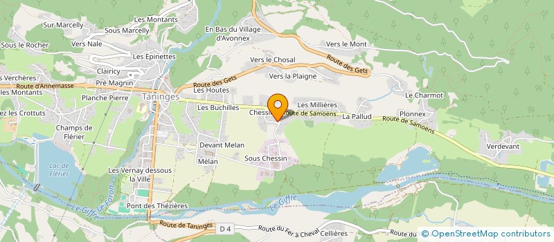 localisation de l'entreprise LA PINIERE  TANINGES