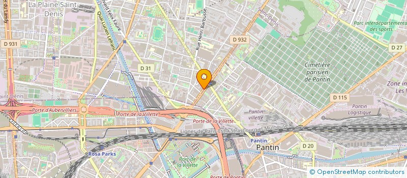 localisation de l'entreprise LA QUINCAILLERIE DES 4 CHEMINS à AUBERVILLIERS