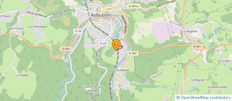 localisation de l'entreprise LA REBEYRETTE à AUBUSSON