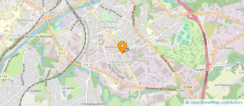 localisation de l'entreprise LA ROMANE à LIMOGES