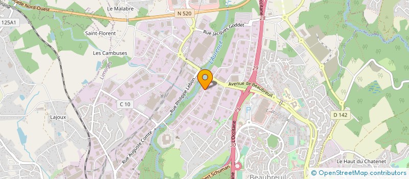 localisation de l'entreprise LACOUTURIERE ET CIE à LIMOGES