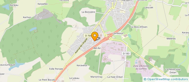 localisation de l'entreprise LAMOUREC à ELVEN