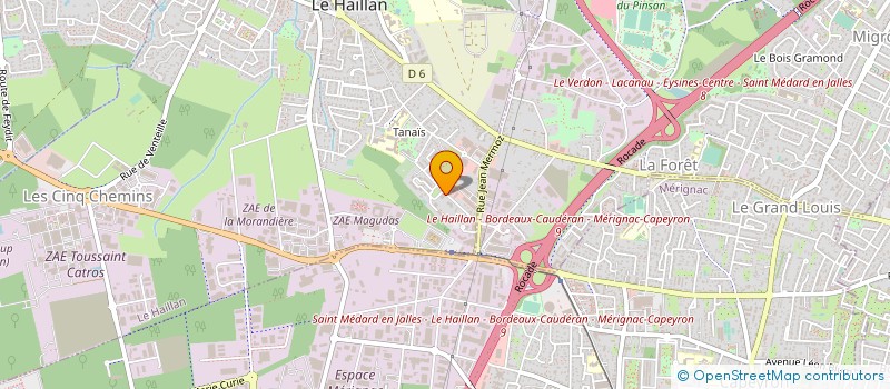 localisation de l'entreprise LANDES INSTALLATIONS à LE HAILLAN