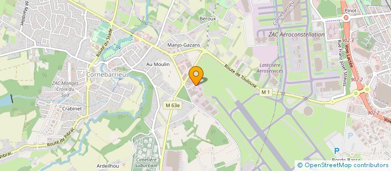 localisation de l'entreprise LATECOERE AEROSERVICE à CORNEBARRIEU