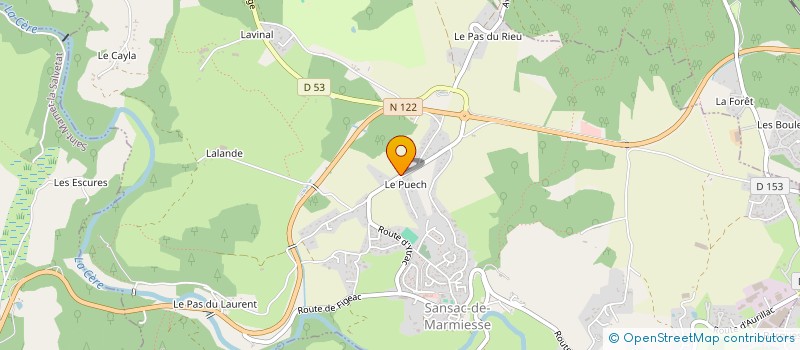 localisation de l'entreprise LE BELVEDERE à SANSAC-DE-MARMIESSE