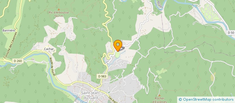 localisation de l'entreprise LE CAMPING DES SOURCES  SAINT-JEAN-DU-GARD