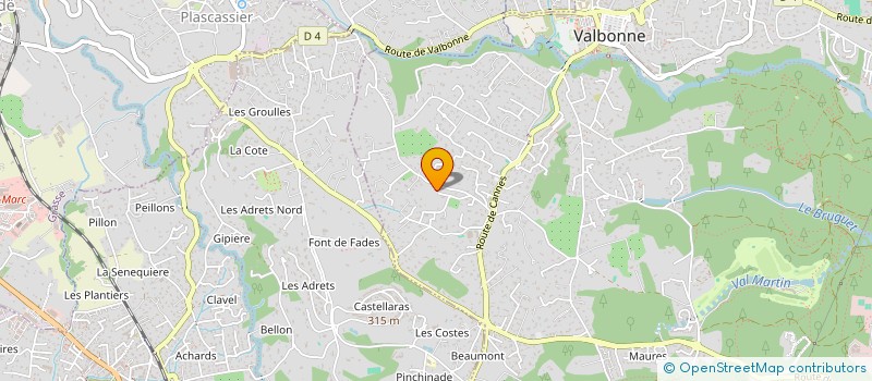 localisation de l'entreprise LE MAS DE FONT CUBERTE  VALBONNE