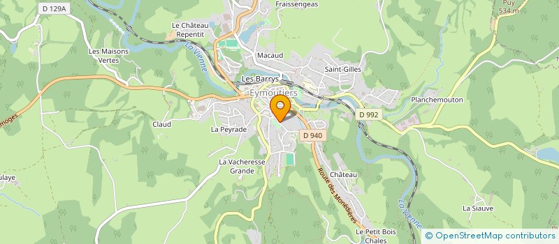 localisation de l'entreprise LE MAS MONTAGNE ACCUEIL SOLIDARITE à EYMOUTIERS