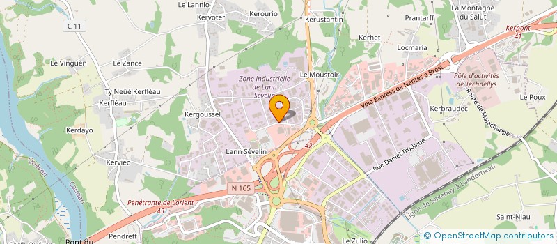 localisation de l'entreprise LE PENHER COUVERTURE - ZINGUERIE - ETANCHEITE à CAUDAN