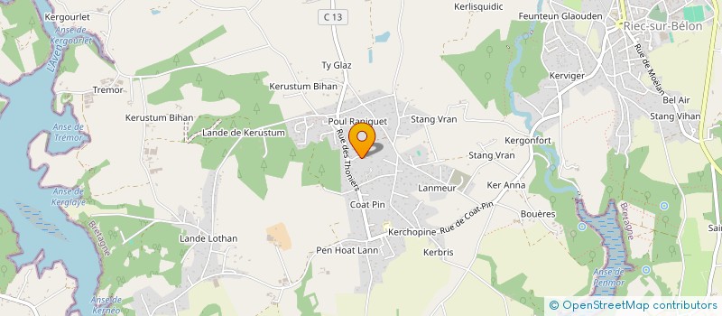 localisation de l'entreprise LECRES CHAUFFAGE SANITAIRE 29  RIEC-SUR-BELON