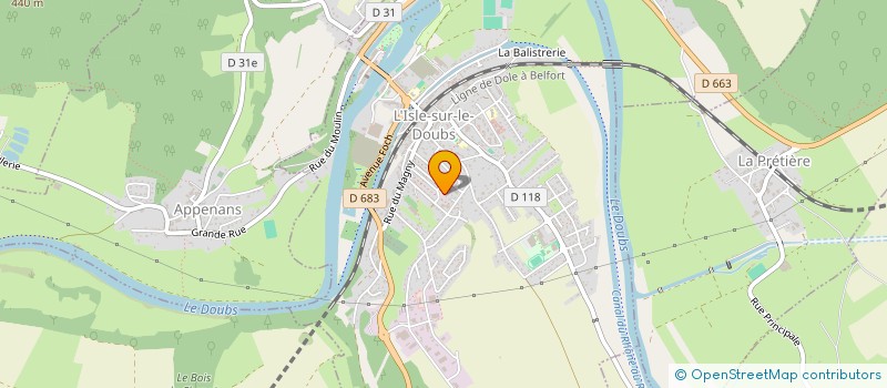 localisation de l'entreprise LES ARBUES BRICO  L'ISLE-SUR-LE-DOUBS