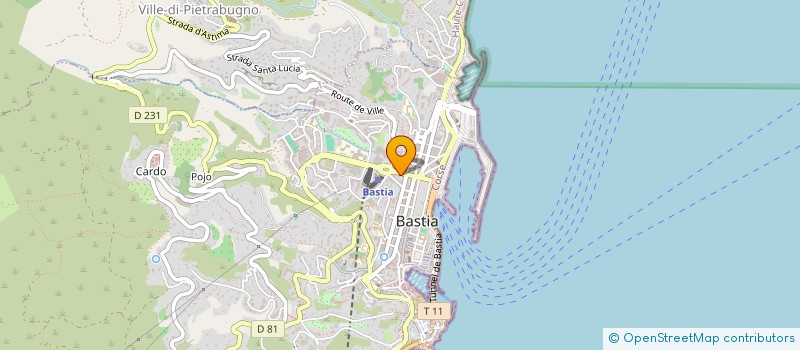 localisation de l'entreprise LES ATELIERS D'UNITA, L'ATTELI D'UNITA à BASTIA