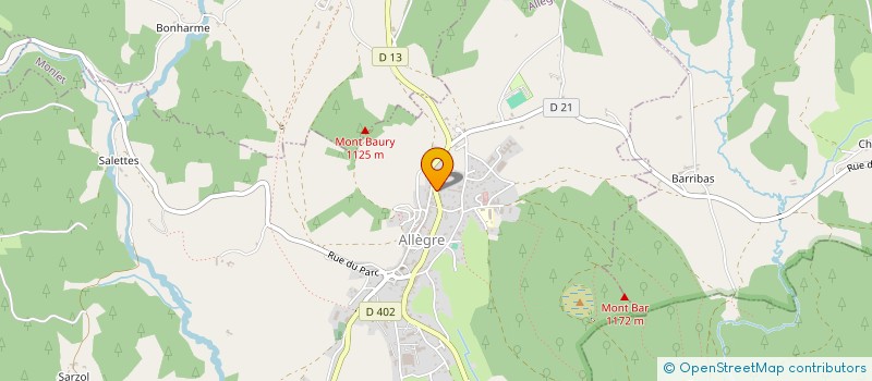 localisation de l'entreprise LES ATELIERS DU MONT BAR  ALLEGRE