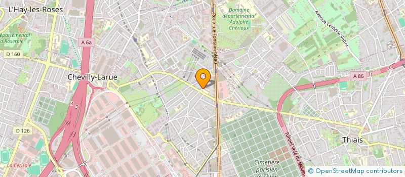 localisation de l'entreprise LES ATOMIQUES  ASSOCIATION SPORTIVE ET SOCIOCULTURELLE DE L'ECOLE ELEMENTAIRE PIERRE ET MARIE CURIE DE CHEVILLY-LARUE  CHEVILLY-LARUE