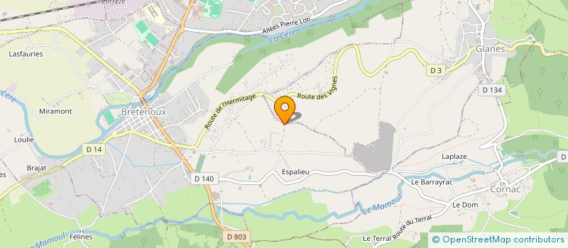 localisation de l'entreprise LES ATTELAGES DU CAMP DE FOY 46 LACF 46  BRETENOUX