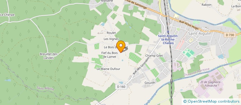 localisation de l'entreprise LES BELETTES  SAINT-AIGULIN