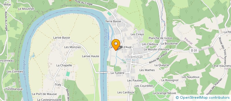 localisation de l'entreprise LES BERGES DE LA DORDOGNE  TREMOLAT