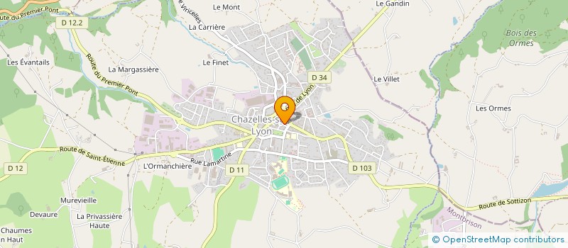 localisation de l'entreprise LES CHARRETTES CHAZELLOISES  CHAZELLES-SUR-LYON