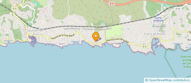 localisation de l'entreprise LES COQUILLAGES à SAUSSET-LES-PINS